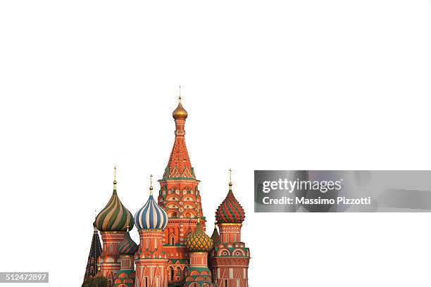 st basil's cathedral with white background - onion dome stock pictures, royalty-free photos & images