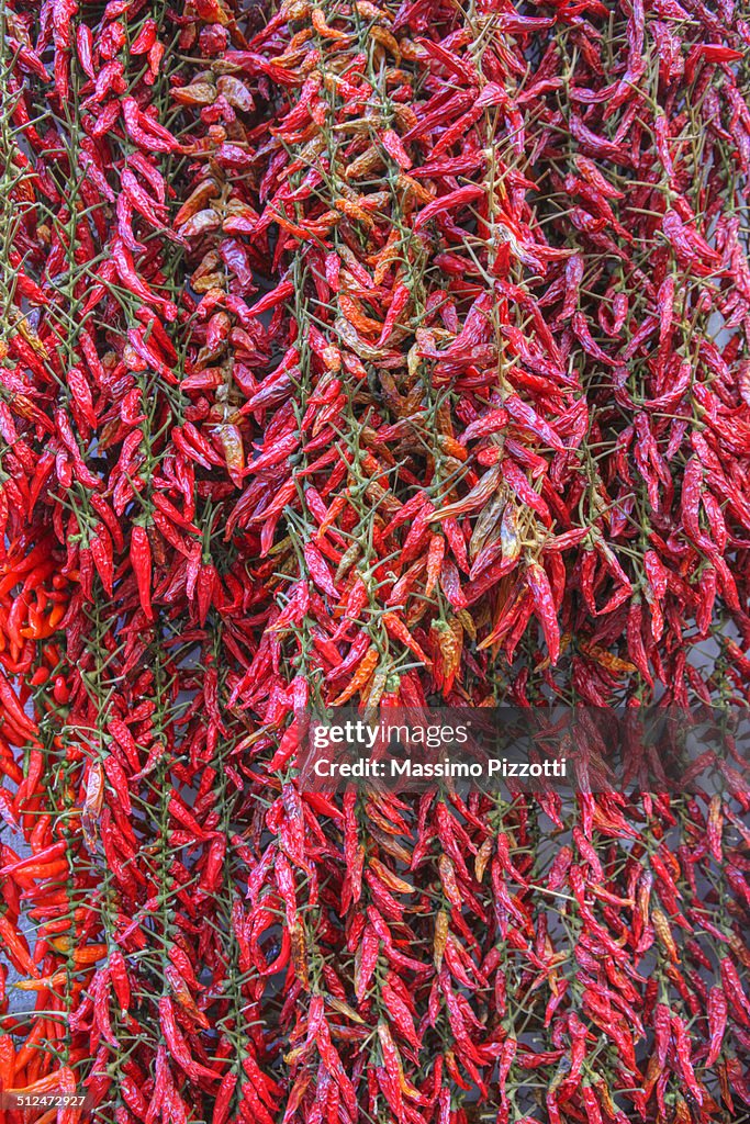 Dried chili peppers in Amalfi