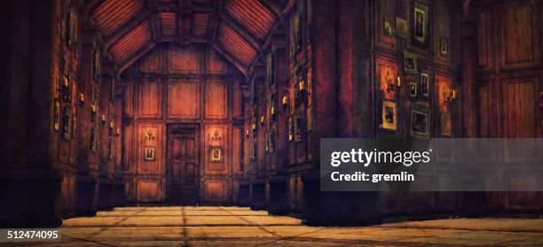 empty haunted house interior corridor - stately home interior stock pictures, royalty-free photos & images