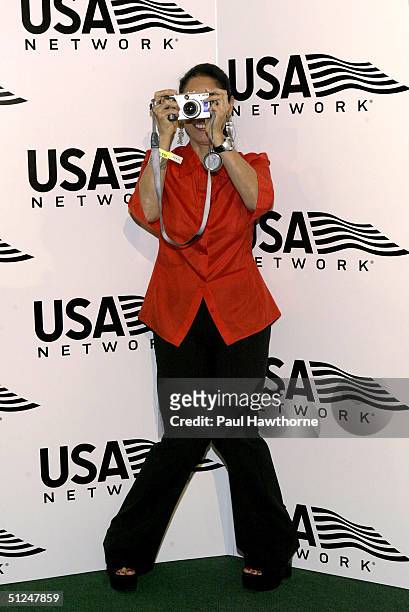 Actress Sonia Braga attends the "US Open" opening night party at Aces Restaurant in Arthur Ashe Stadium August 30, 2004 in New York City.