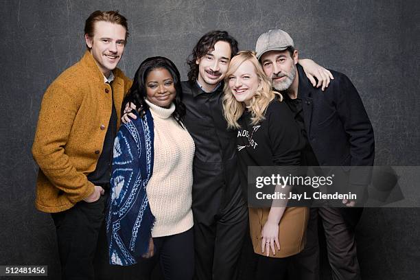 Boyd Holbrook, Jason Lew, Laura Rister, Octavia Spencer, Waleed Zuaiter, and Elisabeth Moss from the film 'The Free World' pose for a portrait at the...