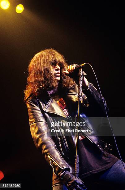 Joey Ramone performing with the Ramones at The Academy in New York City on August 5, 1995.