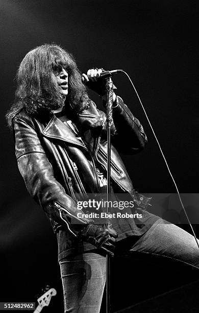 Joey Ramone performing with the Ramones at The Academy in New York City on August 5, 1995.