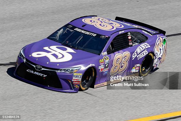 Matt DiBenedetto, driver of the Sewanee-UniversityoftheSth/ZAKProducts Toyota, practices for the NASCAR Sprint Cup Series Folds of Honor QuikTrip 500...