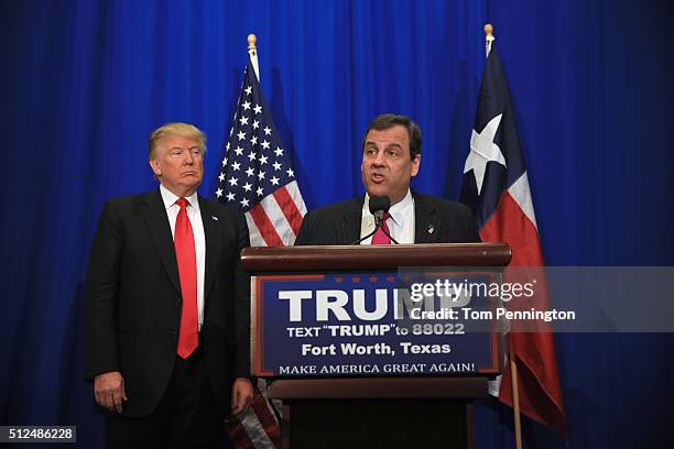 New Jersey Governor Chris Christie announces his support for Republican presidential candidate Donald Trump during a campaign rally at the Fort Worth...