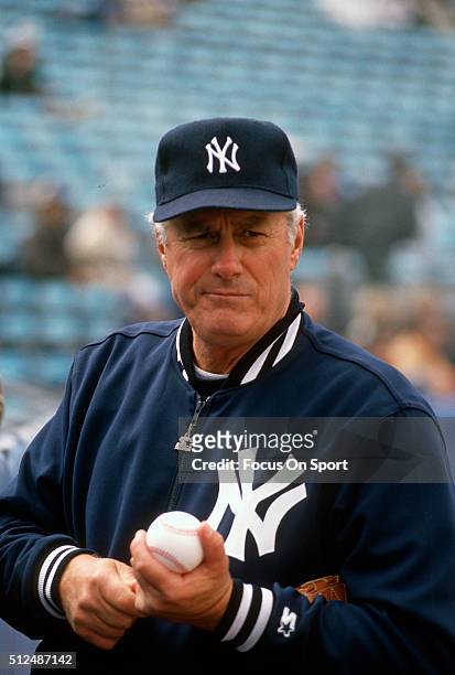 Manager Dallas Green of the New York Yankees looks on prior to the start of an Major League Baseball game circa 1989. Green managed for the Yankees...