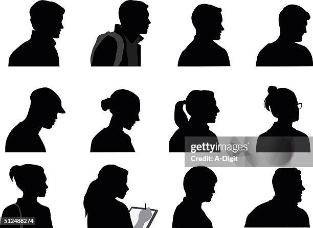 young adults silhouette profiles - torso stock illustrations