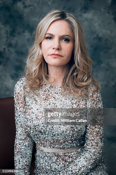 Actress Jennifer Jason Leigh poses for a portrait at the 18th Costume Designers Guild Awards at The Beverly Hilton Hotel on February 23, 2016 in...