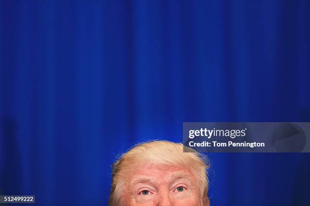 Republican presidential candidate Donald Trump speaks at a rally at the Fort Worth Convention Center on February 26, 2016 in Fort Worth, Texas. Trump...