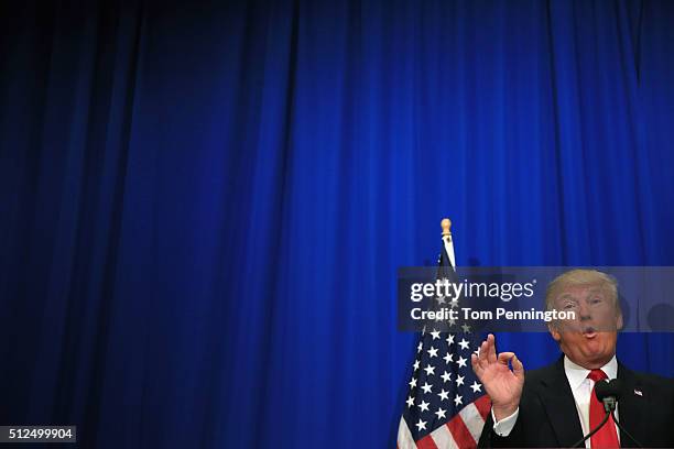 Republican presidential candidate Donald Trump speaks at a rally at the Fort Worth Convention Center on February 26, 2016 in Fort Worth, Texas. Trump...