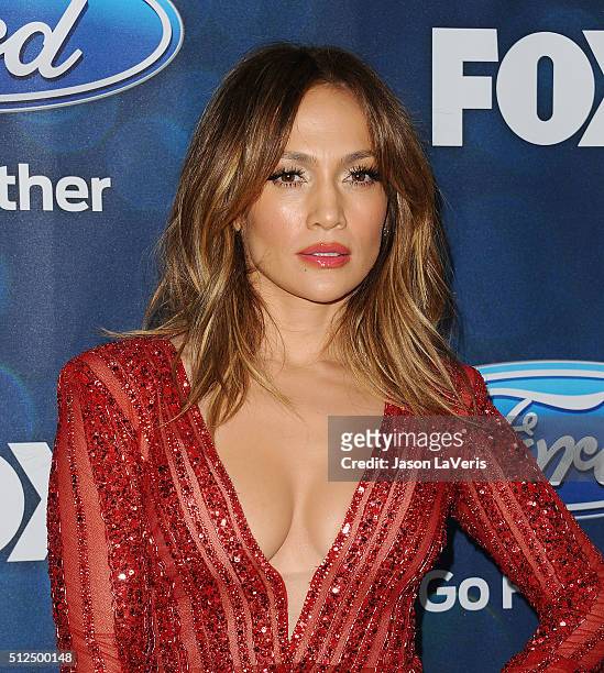 Jennifer Lopez attends the The "American Idol XV" finalists event at The London Hotel on February 25, 2016 in West Hollywood, California.