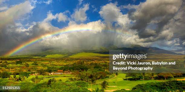 rainbow over west maui - hawaii panoramic stock pictures, royalty-free photos & images