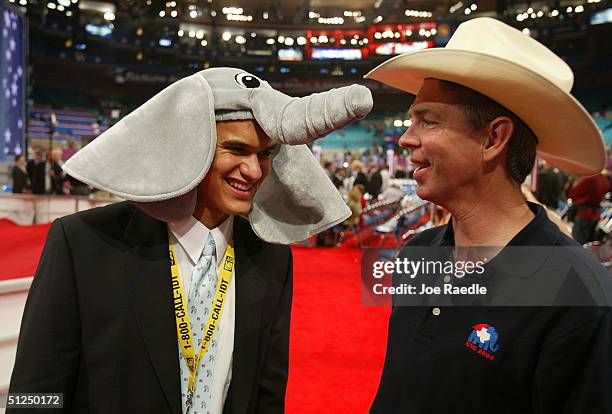 Texas delegates Josh Kempf and David Barton attend day two of the Republican National Convention August 31, 2004 at Madison Square Garden in New York...