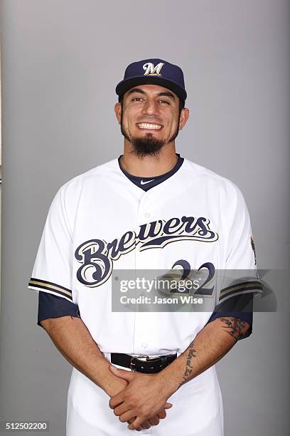 Matt Garza of the Milwaukee Brewers poses during Photo Day on Friday, February 26, 2016 at Maryvale Baseball Park in Phoenix, Arizona.