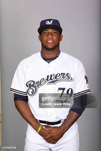 Rymer Liriano of the Milwaukee Brewers poses during Photo Day on Friday, February 26, 2016 at Maryvale Baseball Park in Phoenix, Arizona.