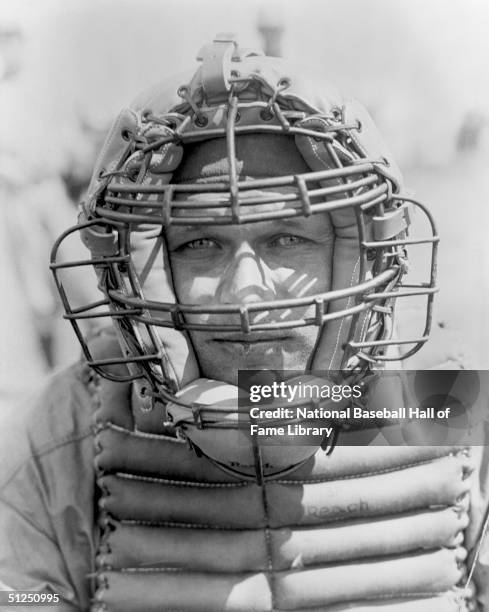 Catcher Jimmie Foxx poses for a portrait before a season game. Jimmie Foxx played for the Philadelphia Athletics from 1925-1935 then Boston Red Sox...