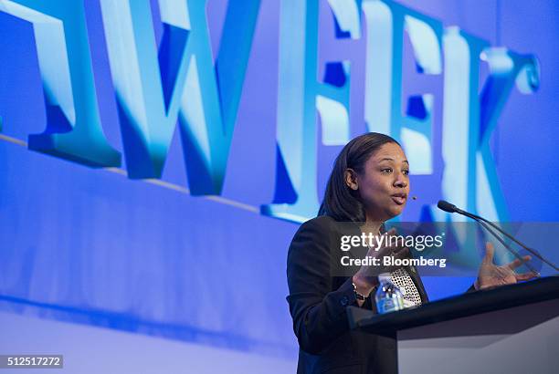 Kristala Prather, associate professor at Massachusetts Institute of Technology , speaks during the 2016 IHS CERAWeek conference in Houston, Texas,...