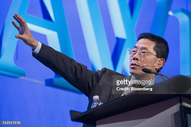 Yet-Ming Chiang, professor of materials science and engineering at Massachusetts Institute of Technology , speaks during the 2016 IHS CERAWeek...