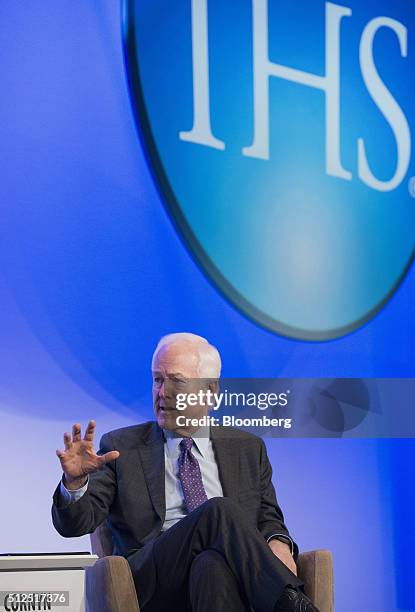 Senator John Cornyn, a Republican from Texas, speaks during the 2016 IHS CERAWeek conference in Houston, Texas, U.S., on Friday, Feb. 26, 2016....
