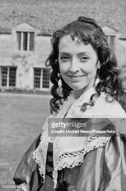 English actress Sharon Maughan pictured in costume as the character Anne Lacey Fletcher on the set of the television drama By the Sword Divided on...