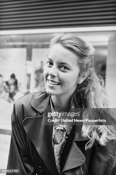 Italian born actress Greta Scacchi posed on Charlotte Street in London on 7th May 1986.