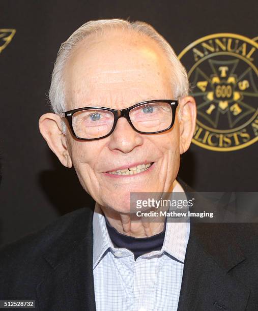 Lyricist Alan Bergman, winner of the special award of merit, poses backstage at the 53rd Annual ICG Publicists Award at The Beverly Hilton Hotel on...
