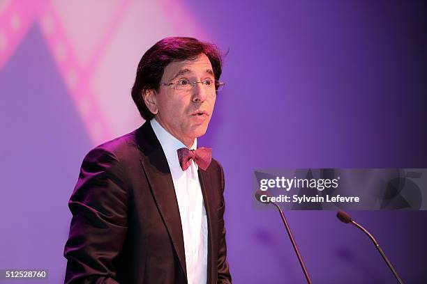 Belgian Mons mayor Elio Di Rupo attends closing ceremony of 32nd Mons International Love Film Festival at Royal Theater on February 26, 2016 in Mons,...