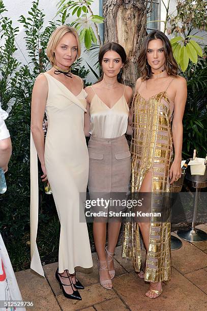 Models Amber Valletta, Emily Ratajkowski and Alessandra Ambrosio attend NET-A-PORTER Celebrates Women Behind The Lens at Chateau Marmont on February...