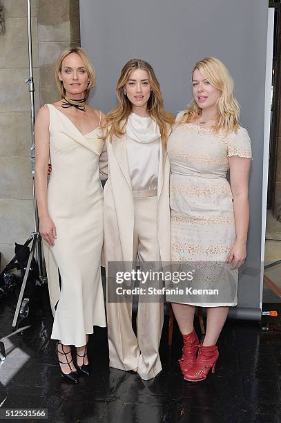 Amber Valletta, Amber Heard and Amanda de Cadenet attend NET-A-PORTER Celebrates Women Behind The Lens at Chateau Marmont on February 26, 2016 in Los...