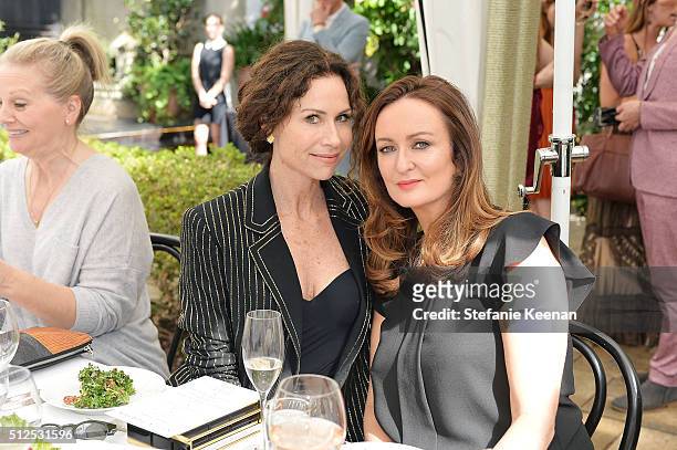 Actress Minnie Driver and Lucy Yeomans attend NET-A-PORTER Celebrates Women Behind The Lens at Chateau Marmont on February 26, 2016 in Los Angeles,...