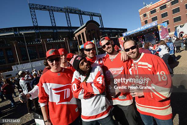 Detroit Red Wings fans show their support at spectator plaza during practice day the 2016 Coors Light Stadium Series between the Detroit Red Wings...