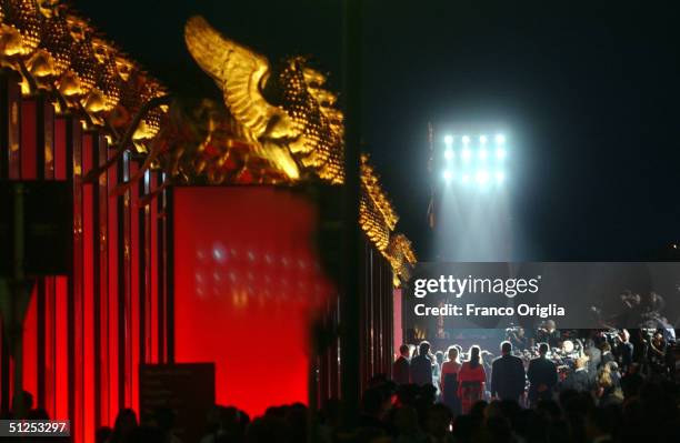 Jury Members of the "Mostra Internazionale d'Arte Cinematografica" and US Actor Tom Hanks and US Director Steven Spielberg pose during the opening...