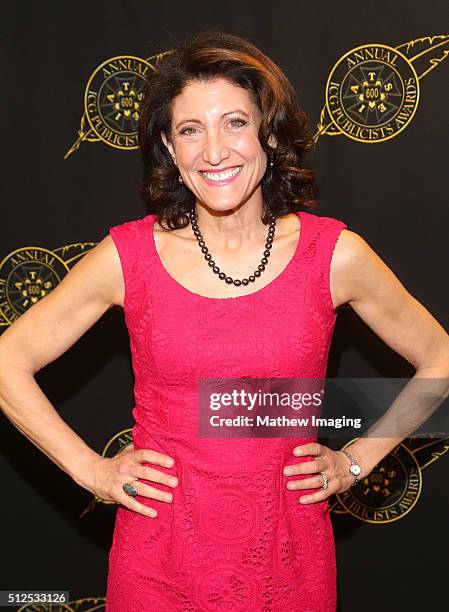 Actress Amy Aquino poses backstage at the 53rd Annual ICG Publicists Awards at The Beverly Hilton Hotel on February 26, 2016 in Beverly Hills,...