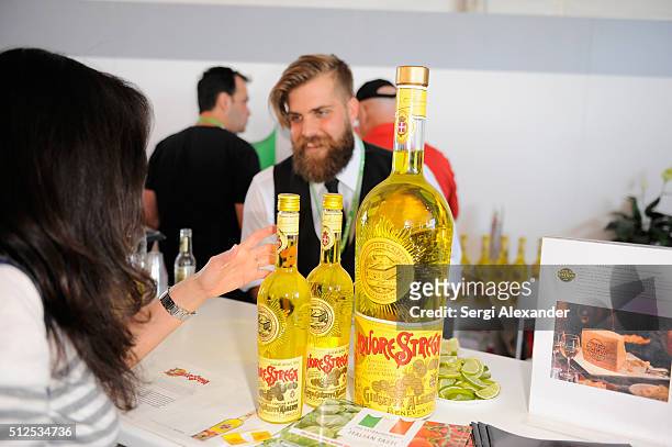 Guests enjoying Liquore Strega at the Wine Spectator Trade Day during 2016 Food Network & Cooking Channel South Beach Wine & Food Festival Presented...