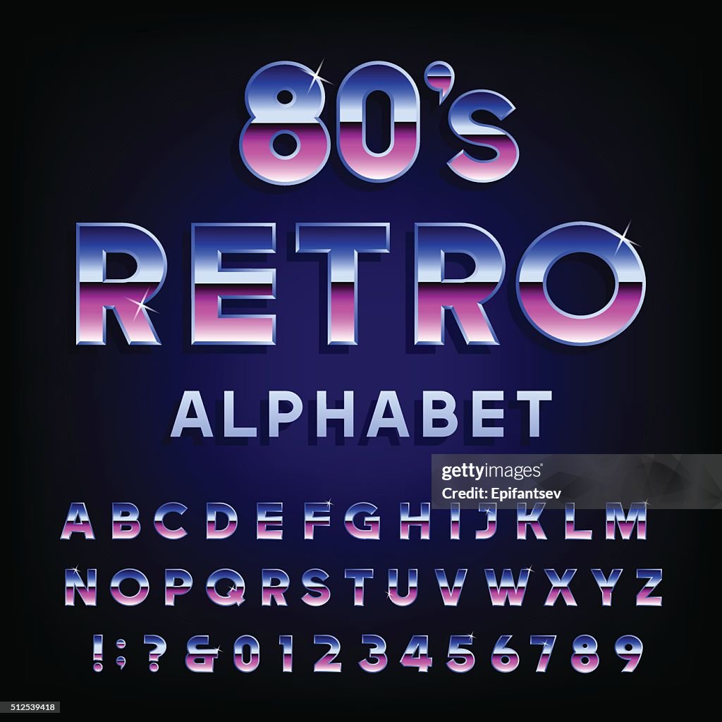 1980 Letters 80s Retro Alphabet Vector Font High-Res Vector Graphic - Getty Images