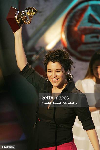 Singer Maria Rita accepts the award for Best New Artist at the "5th Annual Latin Grammy Awards" held at the Shrine Auditorium on September 1, 2004 in...