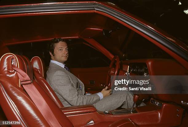 King Carl XVI Gustaf of Sweden inside a Ford Car on December 20, 1976 in Detroit, Michigan.