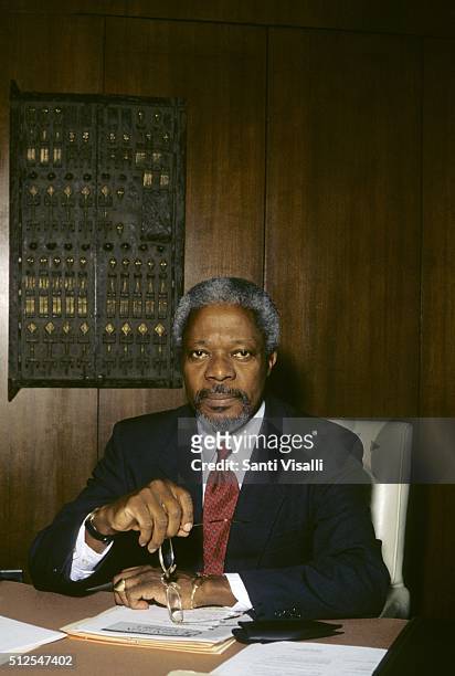 Secretary General of the UN Kofi Annan posing for a portrait on September 1, 1997 in New York, New York.