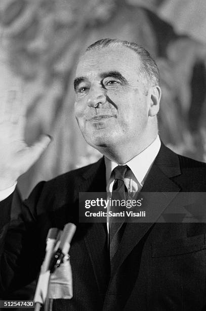 Georges Pompidou during a press conference on February 11, 1970 in Washington DC, Washington.