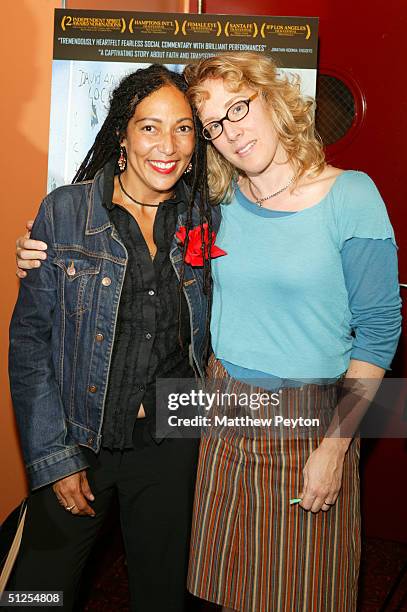 Producers Raye Dowell and Sarah Schenck arrive at the New York premiere of "Virgin" on September 1, 2004 at the Village Cinema East, in New York...