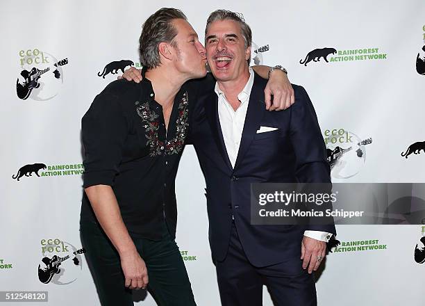 Actors John Corbett and Chris Noth attend 2016 Eco Rock - a benefit for the Rainforest Action Network at The Cutting Room on February 26, 2016 in New...