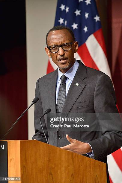 President of Rwanda since 2000 and allowed to serve until 2034 after the Rwandan constitution was ammended in 2015, President Paul Kagame speaks at...