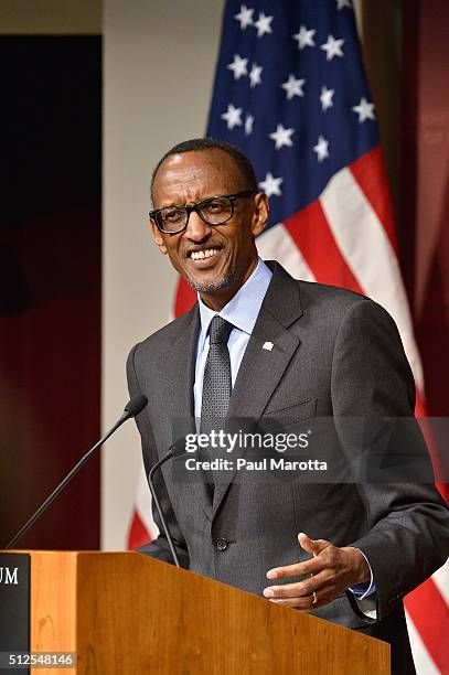 President of Rwanda since 2000 and allowed to serve until 2034 after the Rwandan constitution was ammended in 2015, President Paul Kagame speaks at...