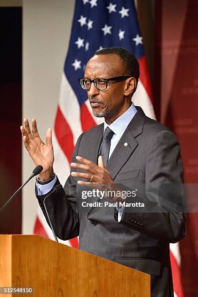 President of Rwanda since 2000 and allowed to serve until 2034 after the Rwandan constitution was ammended in 2015, President Paul Kagame speaks at...