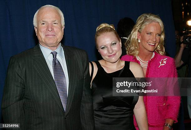 Senator John McCain arrives with his wife Cindy and daughter Megan at "Live From New York Its Wednesday Night" on September 1, 2004 at Cipriani's...