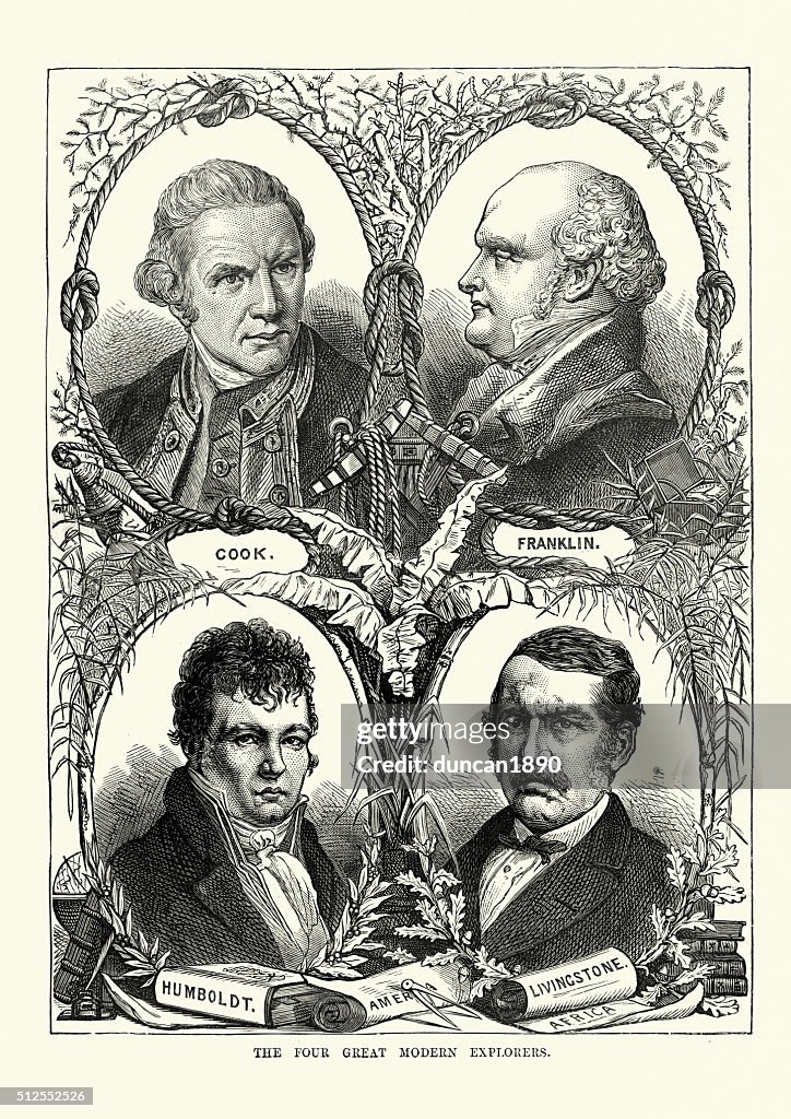 James Cook, John Franklin, Alexander von Humboldt, David Livings