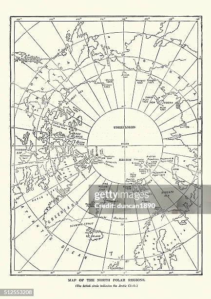 ilustrações de stock, clip art, desenhos animados e ícones de vitoriano do norte mapa de regiões polares - carta marítima