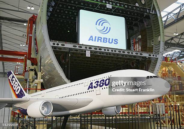 Construction work continues at he Airbus factory on September 1, 2004 in Hamburg, Germany. Airbus is reportedly looking at developing a new passenger...