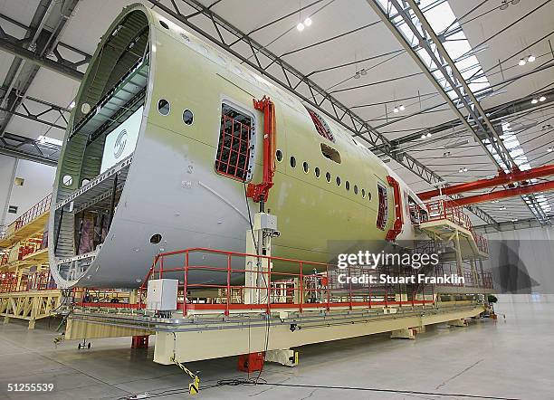 Construction work is seen at he Airbus factory on September 1, 2004 in Hamburg, Germany. Airbus is reportedly looking at developing a new passenger...