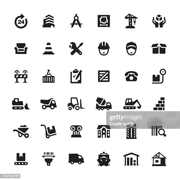 construction equipment and site vector icons - bar-code-scan-icon stock illustrations